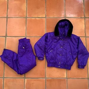 Vintage 90s Kids Ski / Snow Suit Purple Girls 10